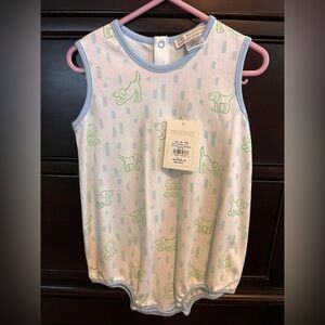 Kids Sleeveless Dog Print Bubble White and Green